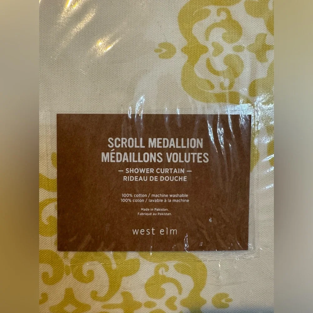 West Elm Scroll Medallion Shower Curtain - New in Package